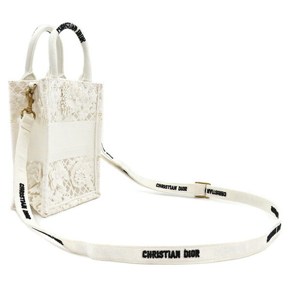 Dior Tote  White Mini Christian Bag 2WAY D-Lace Book - Picture 1 of 13